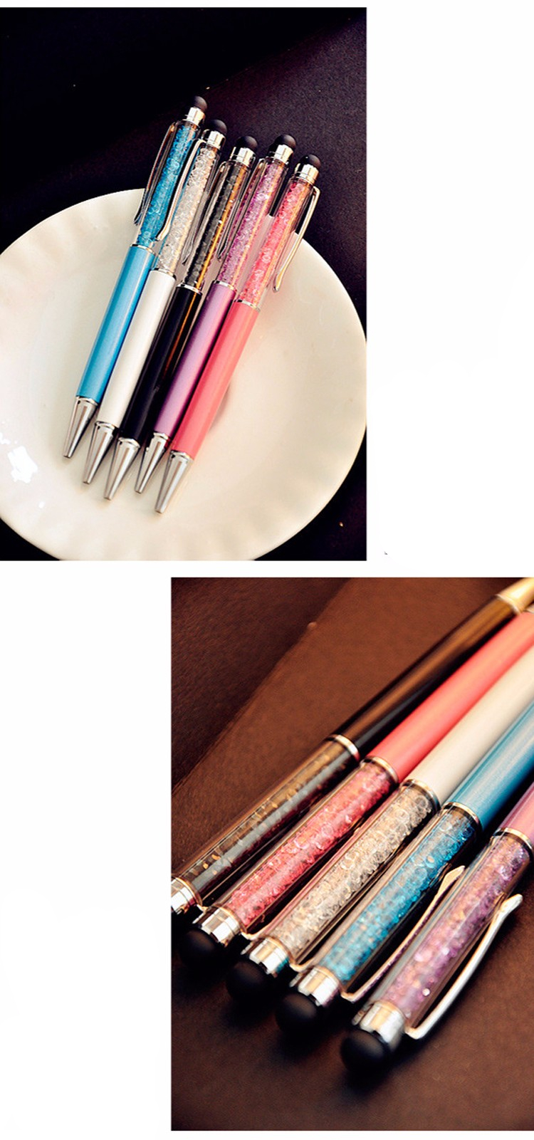 Set of 5 Diamond Crystal Ballpoint Pens
