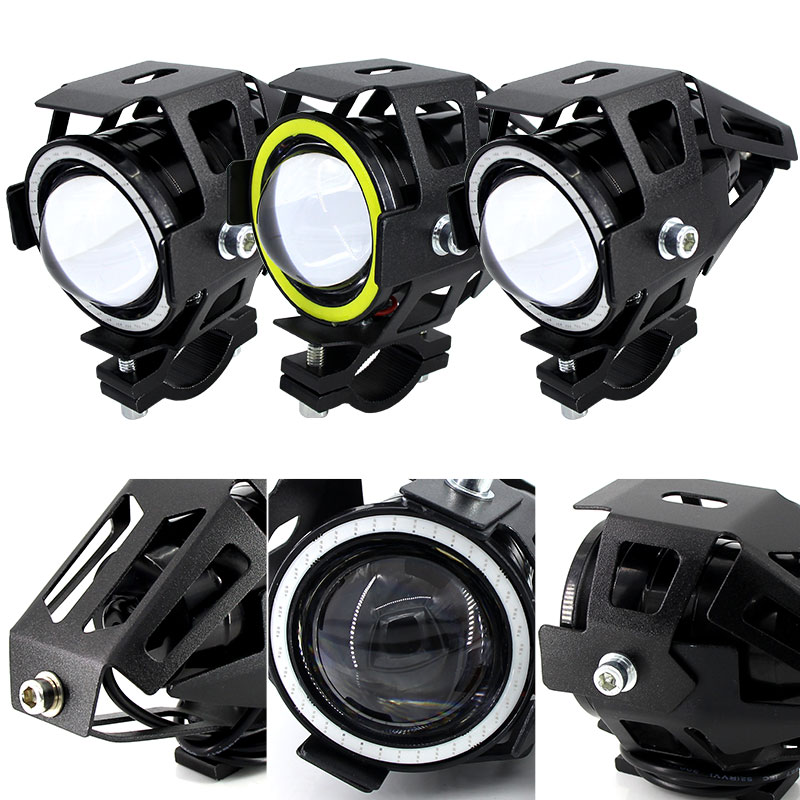 DC 12 V Motorcycle Headlights Pair with Angel Eye