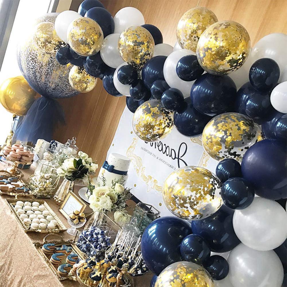Navy Blue & Gold Balloon Set (100 pcs)