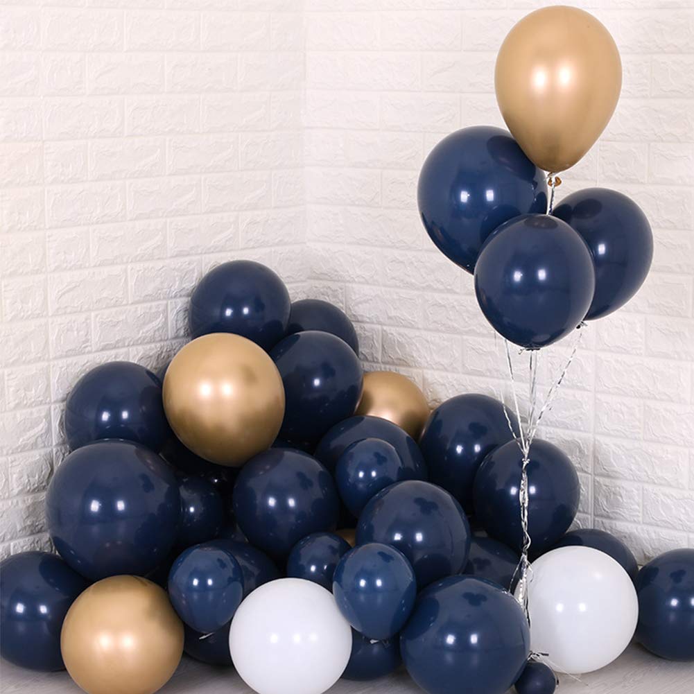 Navy Blue & Gold Balloon Set (100 pcs)